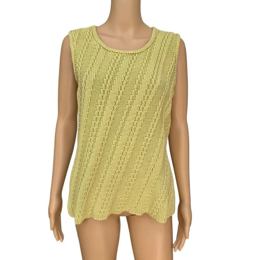 Isabella Bird green sage sleeveless sweater size L 100% cotton
